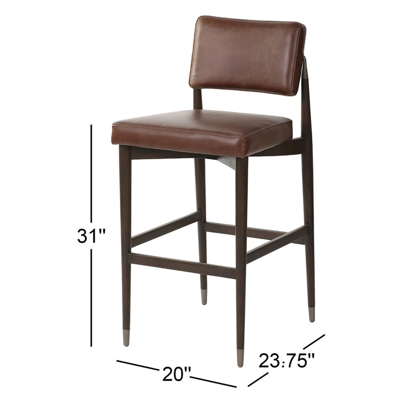 Anton Stool-Havana Brown-Bar, Bar Stool (31" Seat Height), Cognac Genuine Leather