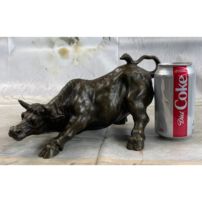 Bronze Sculpture Statue Abstract Bull Horns Figurine Stock Broker Sale Gift Decor
