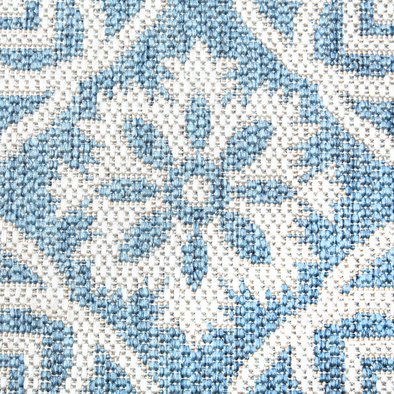 Tapis d'intérieur / extérieur à motif géométrique de style champêtre Danica Nicole Miller, Bleu/gris
