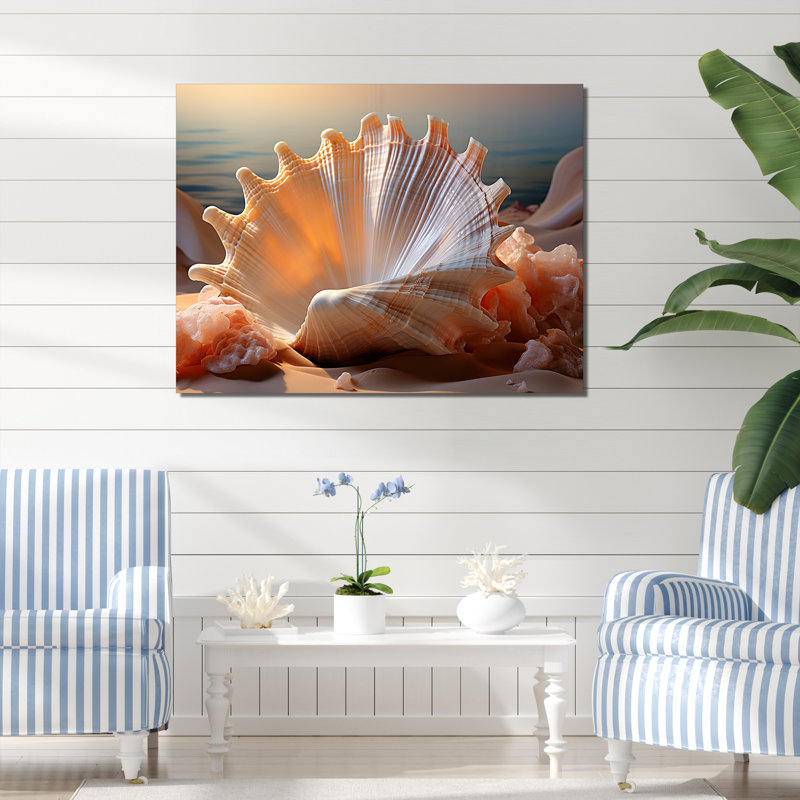 Coquille opulente symbolique I sur toile, Toile tendue, H 24 po x l 32 po x P 1 po