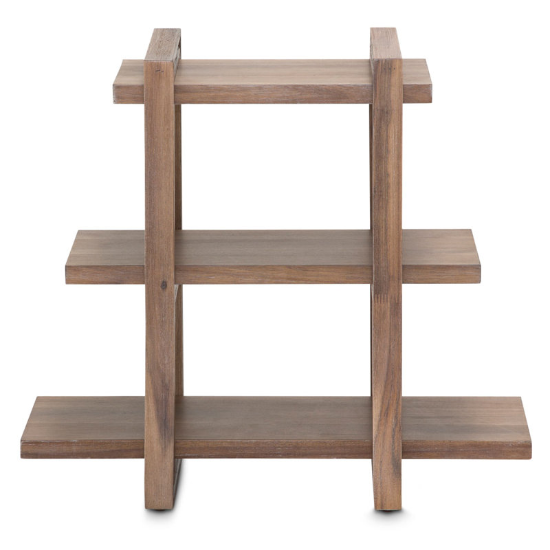 Transitional Acacia Wood Chairside Table in Driftwood Finish