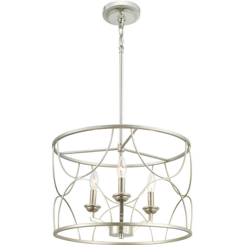 Lustre tambour 3 lumières Stafford, Crête argent