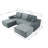 105.7"Cloud Sectional Couch With Ushaped Chaise,Modern Modular Sofa With Deep Seat, Upholstered Couches For Living Room Bedroom,No Assembly Required,(Corduroy Fabric),Grey