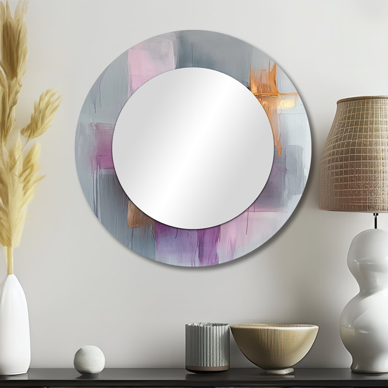 Purple Liquid Ink Prismatic Maze I - Liquid Ink Abstract Decorative Mirror Wall Art, 23" x 23"