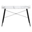 Bureau d'ordinateur Elsa à finition blanche avec rehausse et pieds en métal noir, H 33,8 po x l 46,96 po x P 23,55 po