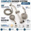 Ensemble de douche à double pommeau haute pression, pommeau de douche effet pluie avec douchette à main, barre de douche coulissante de 66 cm sans perçage, flexible de 1,5 m et inverseur à 3 voies, fini nickel brossé, robinetterie non incluse-134490934