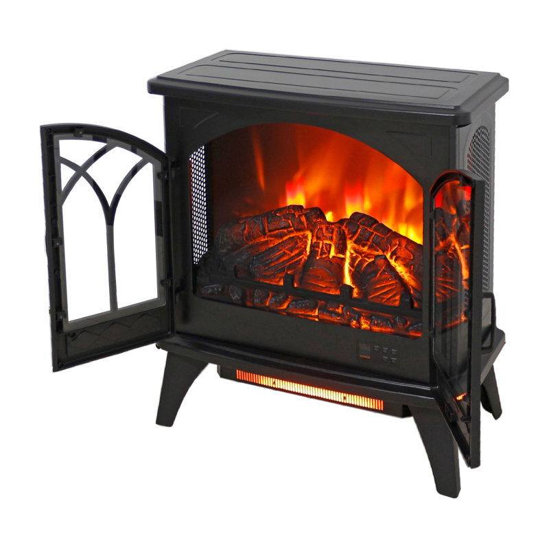 24" 3D Flame Electric Infrared Quartz Fireplace Stove with Remote