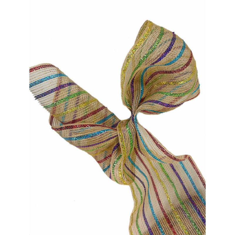 Ruban en jute poly Mesh multi / naturel 10 po x 10 po