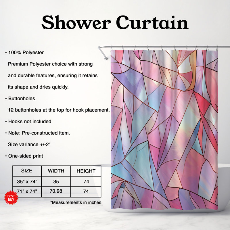 Panneau abstrait - Rideau de douche standard 1 pièce, H 74 po x l 71 po