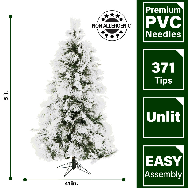 5-Foot Frosted Fir Flocked Slim Christmas Tree, Unlit
