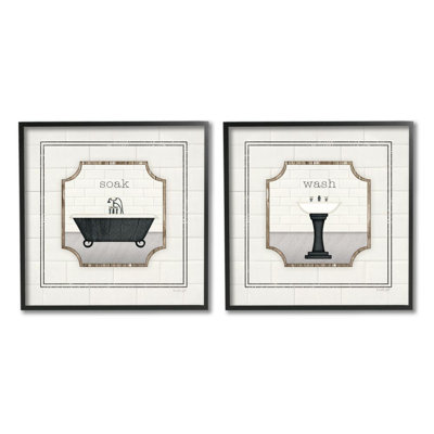 " Soak And Wash Chic Bathroom Signs " by Jennifer Pugh 2 - Pieces