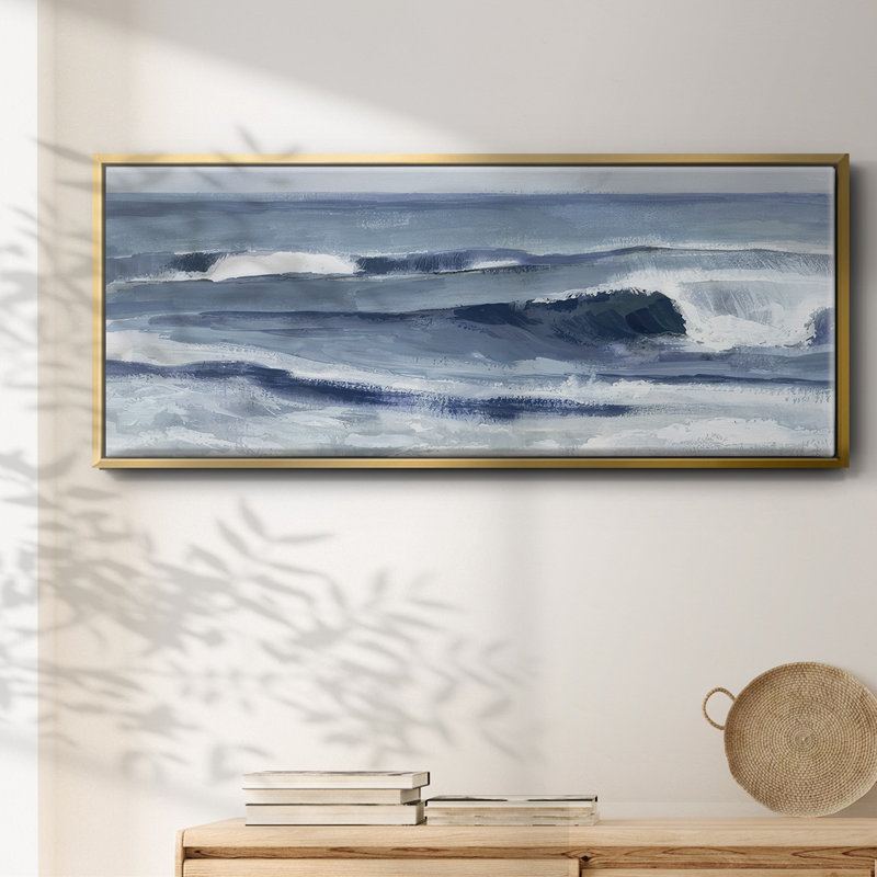 Surf Spray I- Framed Canvas, 20" H x 50" W