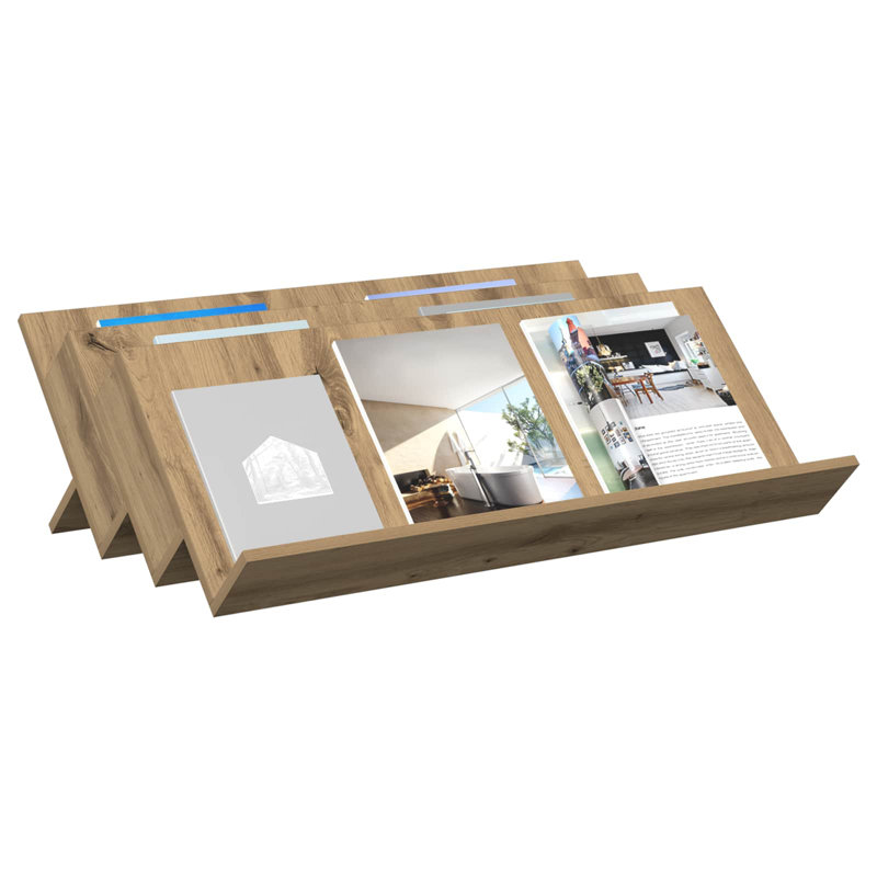 Wood Free Standing Magazine Rack, Light Brown