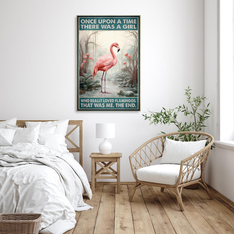 Qui a vraiment aimé les flamants roses - 1 pièce, reproduction d'art graphique sur toile tendue