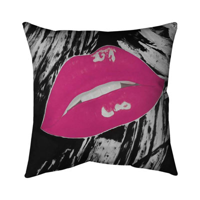 Kissable Glossy Lips Outdoor Square Pillow Cover & Insert