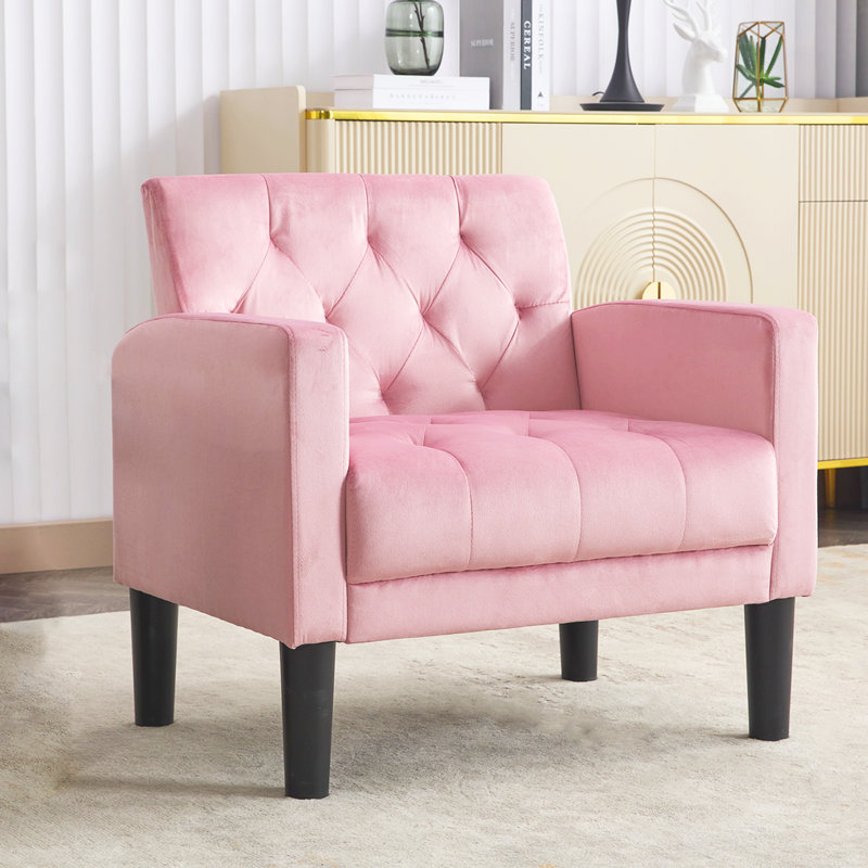 Amista Upholstered Armchair, Pink Velvet