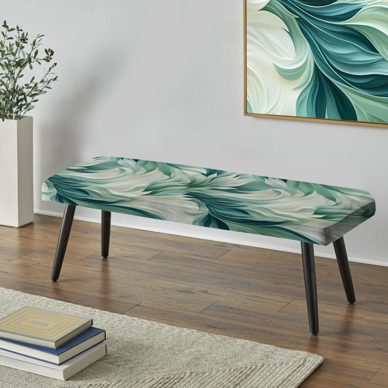 Seafoam Serenity Tropical Pattern - Tropical Upholstered Black Bench