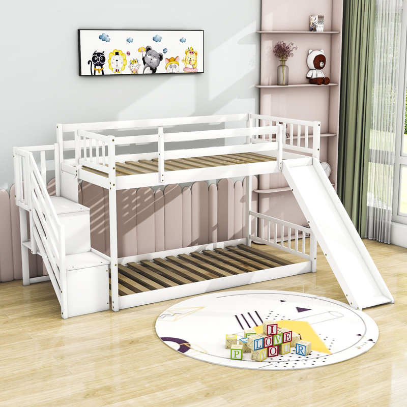 Heild Kids Twin Over Twin Bunk Bed, White