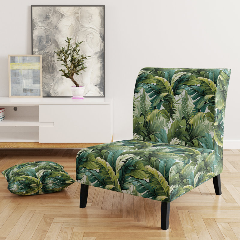 Fauteuil de chambre rembourré Palm Mirage Tropical, Mirage à motif tropical de palmier II