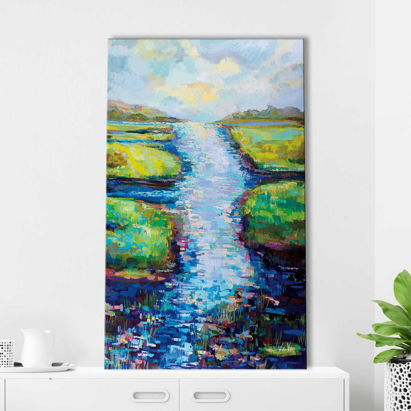 «Summer Solstice» par Jeanette Vertentes - Peinture, Toile tendue, H 48 po x l 28 po x P 1,5 po