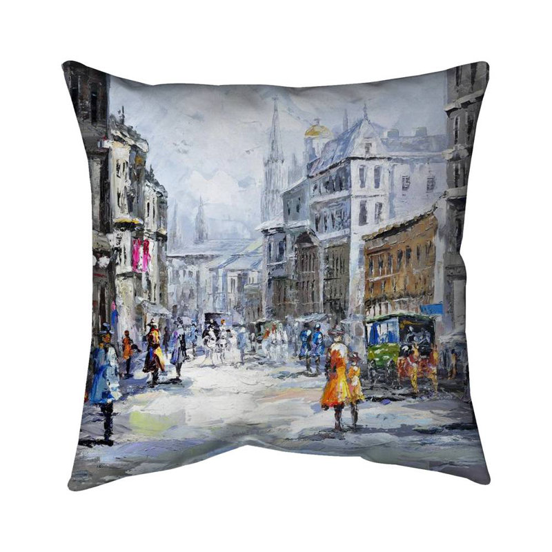 Busy street by a cloudy day Pillow | Bedroom Man Decor