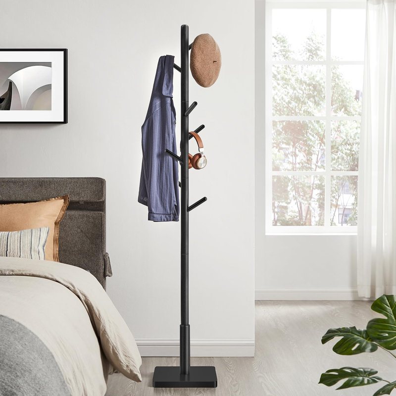 Rubber Freestanding 8 - Hook Coat Rack, Ink Black