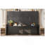 Grand lit escamotable avec bureau, station de charge USB, lumières DEL, gris foncé