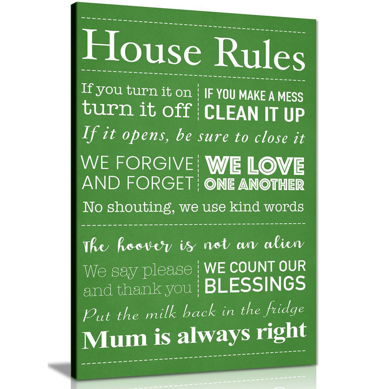 House Rules - Wrapped Canvas Print, 61cm H x 41cm W