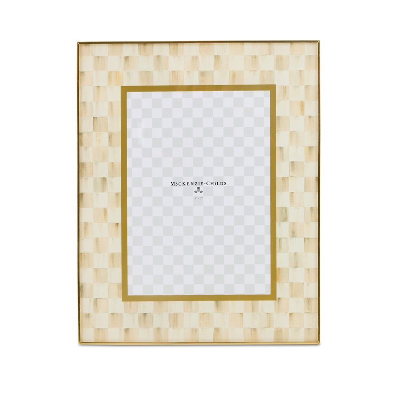 Mocha Check Glass Frame, 5" W X 7" H