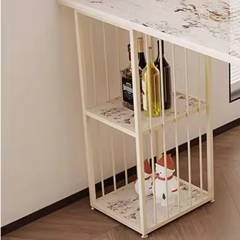Table et chaise de bar Light Luxury, Blanc, Brun / Argenté, H 41,3 po x L 70,8 po x l 19,6 po