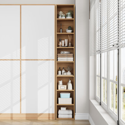 Gracyn 72" H Modern Wood 8-Tier Narrow Library Bookcase with Adjustable Shelves, Standard Storage