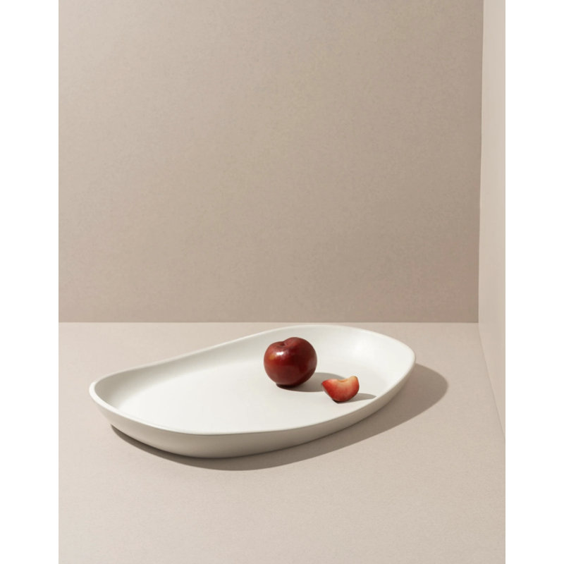 Mini Long Stoneware Serving Platters  | Dadasi Medium Black, H 1,8 po x l 13 po x P 15 po, Blanc