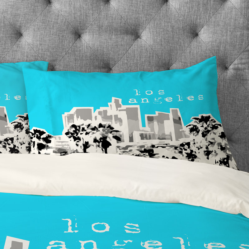 Taie d’oreiller los angeles Bird Ave, Aigue-marine, Standard