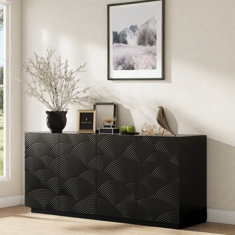 Buffet moderne avec 2 grandes armoires au design ondulé unique