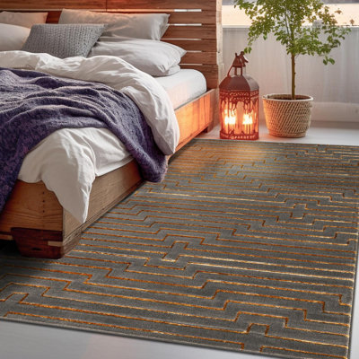 Latitude Run® Mirage Nikica Rug Gray and Gold