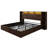 Shila 45.3" Platform Bed Frame with 4 Metal Drawers Storage, LED Bookcase Headboard & 2 Side Shelves, King Size, Brown-1128658722-1128658720