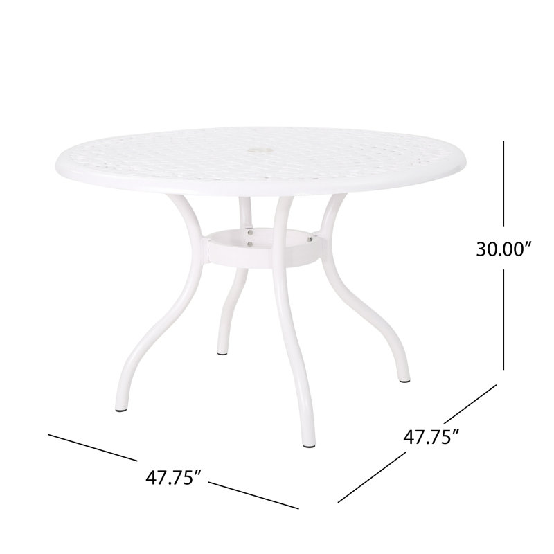Table de jardin ronde en aluminium moulé avec plateau en treillis Roomfitter, Blanc