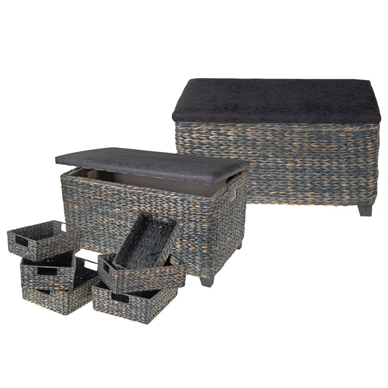 Ensemble de repose-pieds de rangement 8 pièces Waddington, Similicuir gris