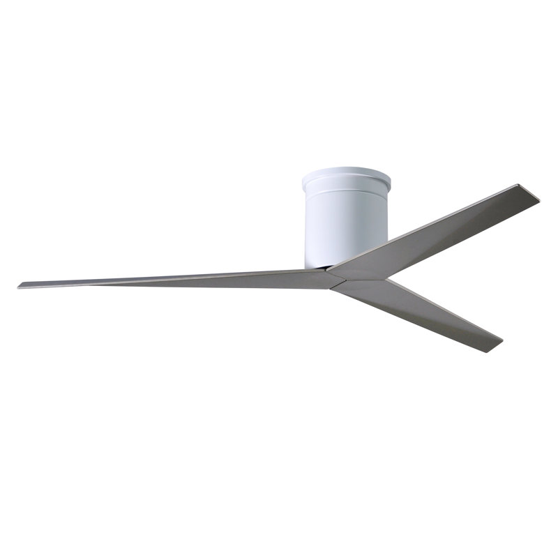 Ventilateur de plafond 3 pales 56 "avec télécommande, Nickel brossé, Blanc brillant