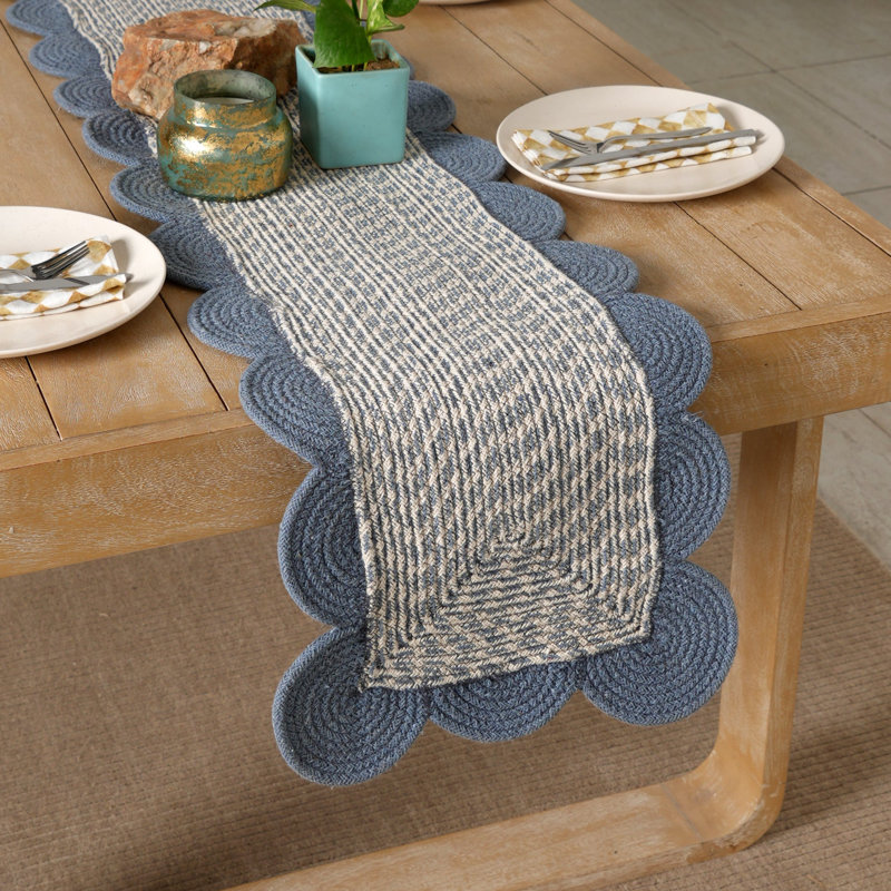 Cotton Braided Runner - Matt Finish, 183 × 36 cm, Blue