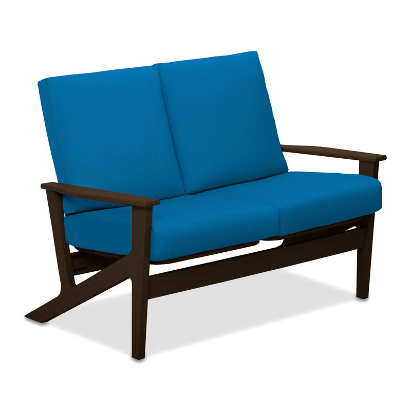 Chrisa 51.5'' Wide Loveseat with Cushions, Pacific Blue, Textured Kona
