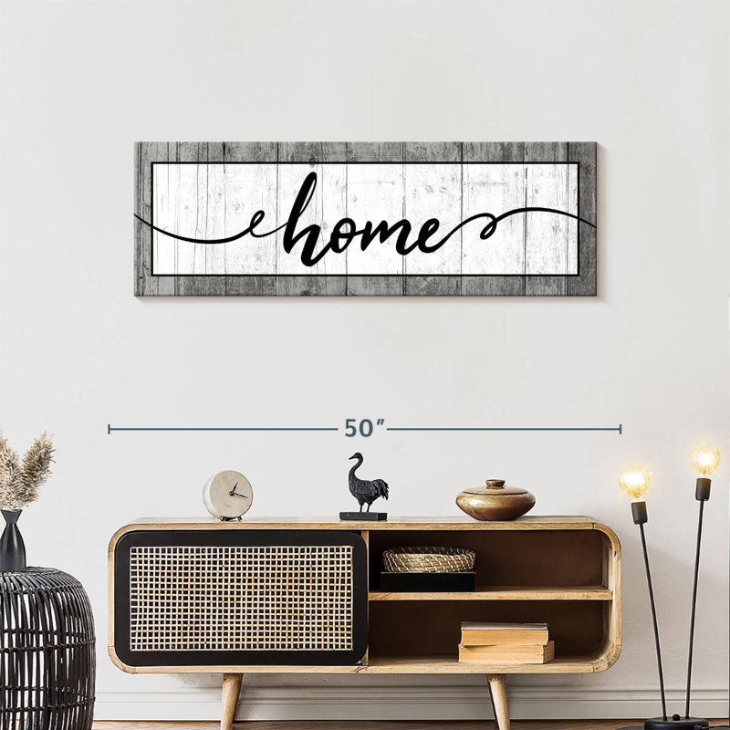 " Wooden Home Typography " by Faithinart, 15" H x 45" W x 1.25" D