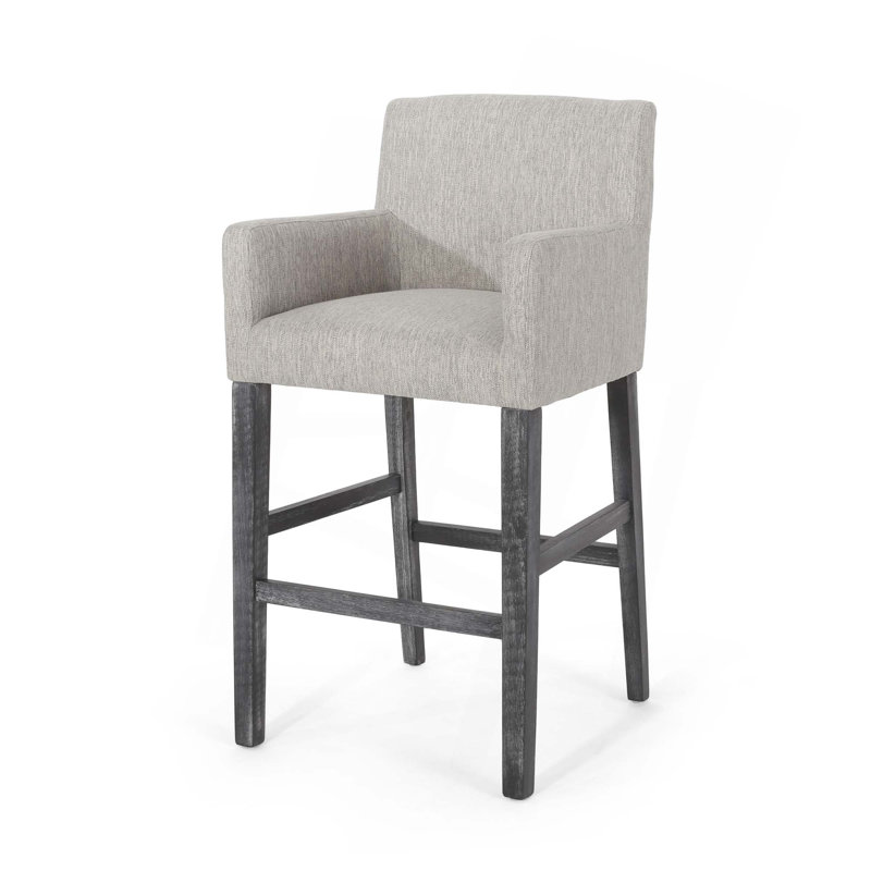 Tabourets de comptoir rembourrés de 30,5 po, Gris, Beige, 1
