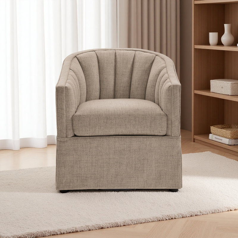 Fauteuil d'appoint pivotant avec jupe Solitude, Gris Pierre