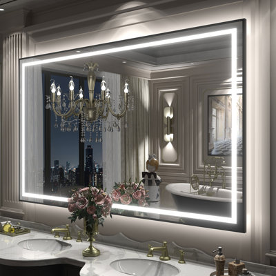 Wayfair Basics® UL Certified Front & Back LED Anti-Fog Tempered Glass Framed Bathroom/Vanity Mirror with 3-Year Warranty