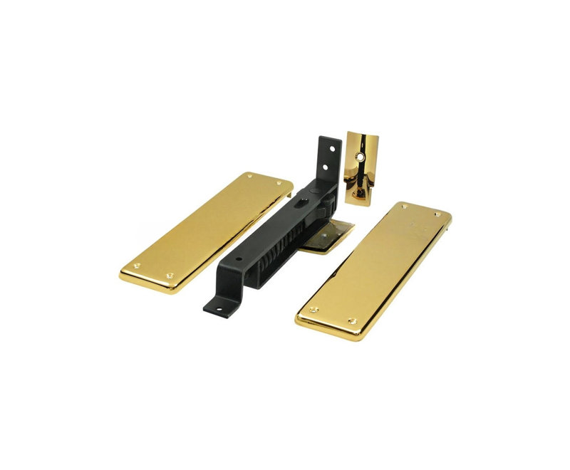 Charnière à ressort à double action Deltana DASH95CR003 avec plaques en laiton massif en laiton poli PVD