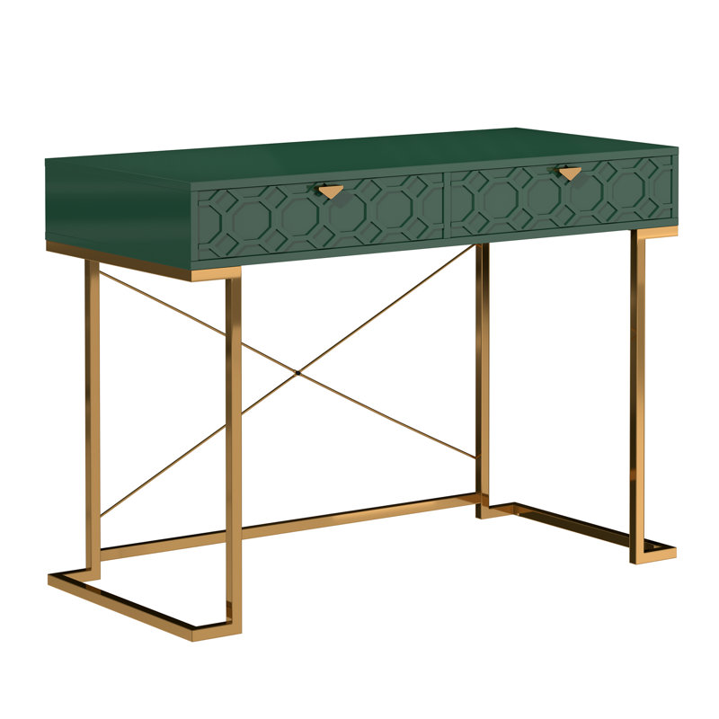 Araneli Metal Base Standing Desk, Green