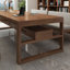 Bureau rectangulaire brun en bois massif avec 3 tiroirs-108647846