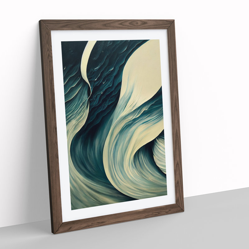 Tranquil Ocean Wave Abstract - Wall Art, Walnut Framed, 64cm H x 46cm W x 2cm D, Walnut Framed