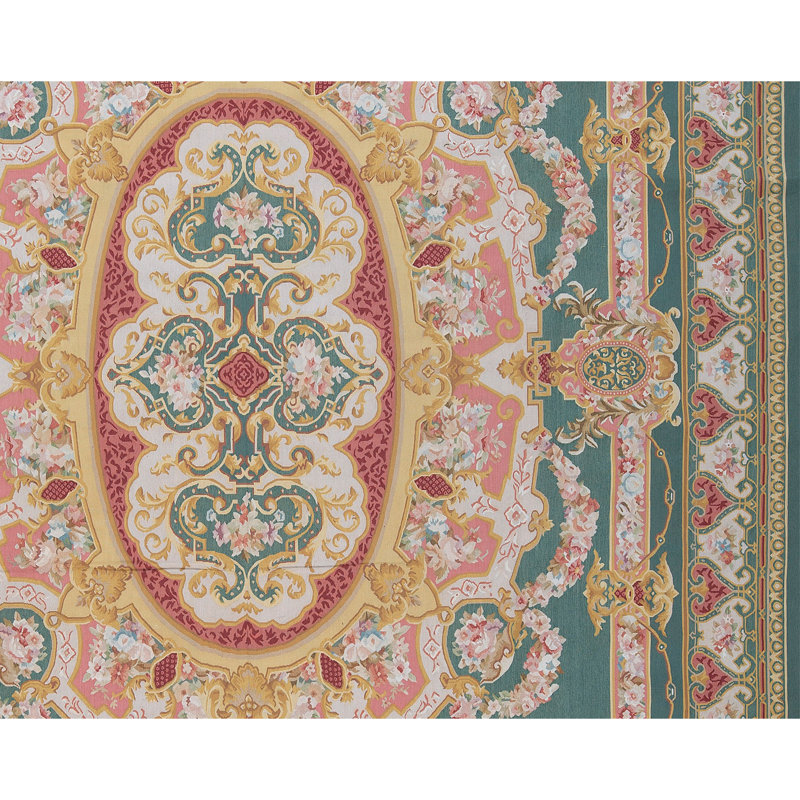 Hand-Knotted High-Quality Green and Green Area Rug